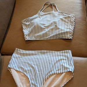 Albion blue and white striped swimsuit size Large